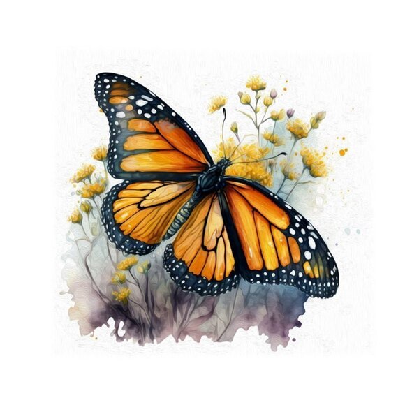 8x8 Framed Monarch Butterfly Watercolor‎ Oil Painting Art Print - Picture 4 of 6